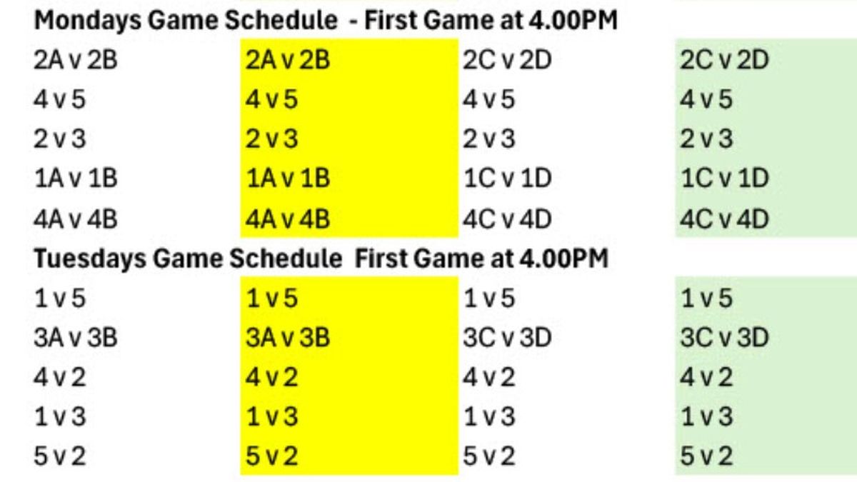 Monday and Tuesday Draw