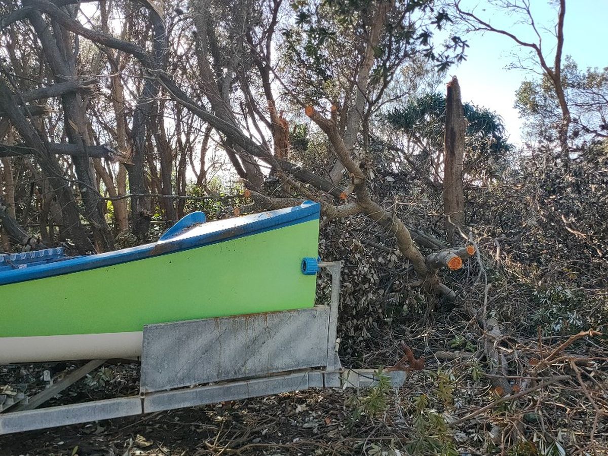 Boat among the debris