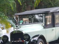 Lovely old car at Crystal Creek Cafe, passed us on Cane Rd return
